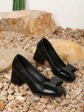 Spring/Autumn 2024 Fashion Thick Heel Women's Pumps, Square Toe High Heels Shoes, Retro Bow